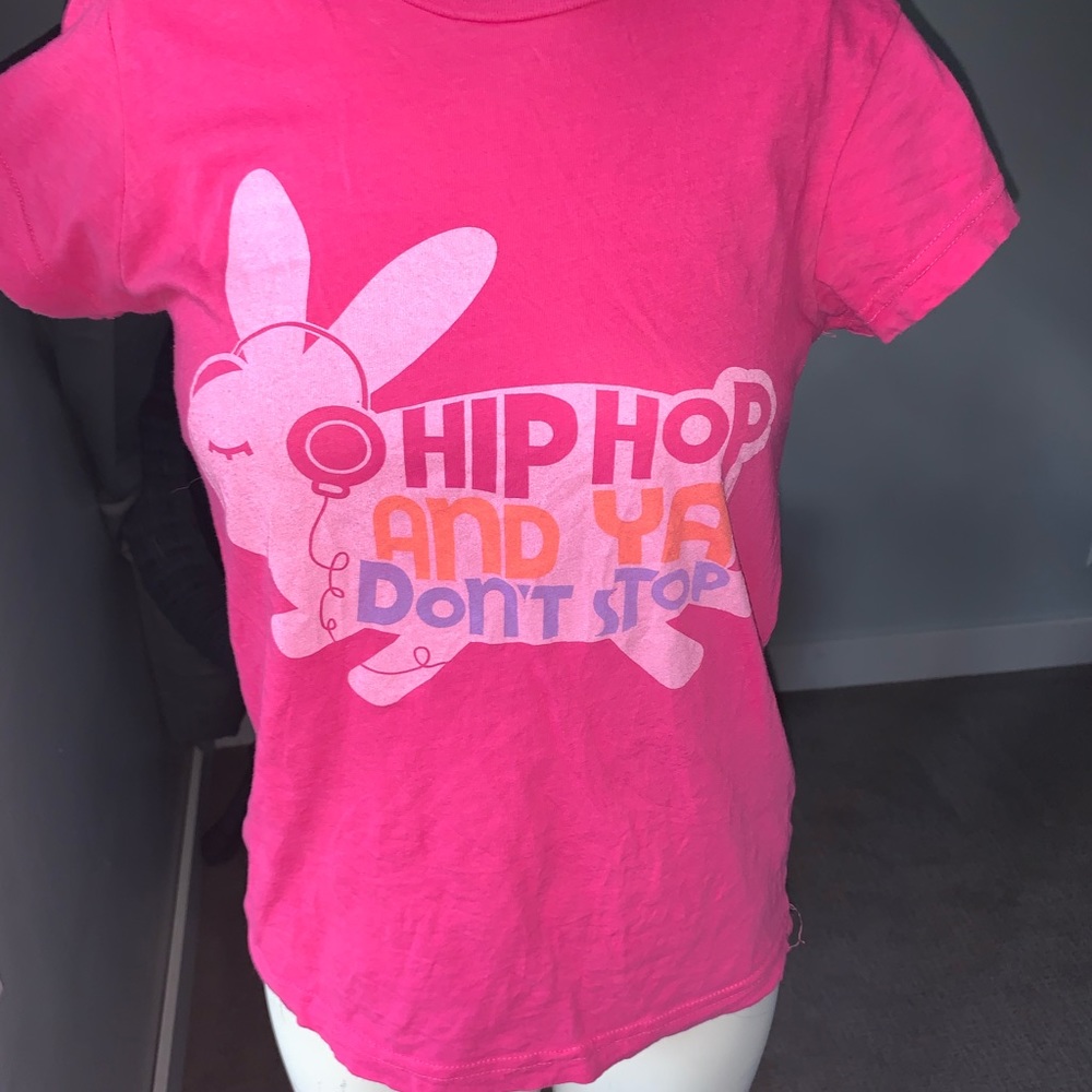 Hip Hop Ya Don't Stop Bunny Headphone Pink T-Shirt